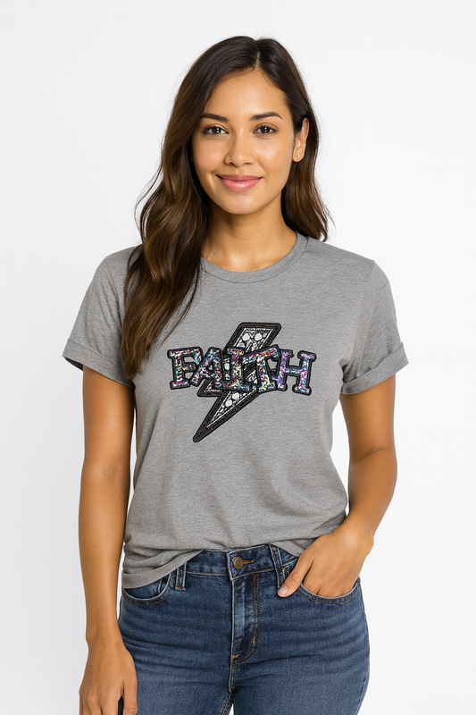 Faith Faux Embroidery Shirt- DTF