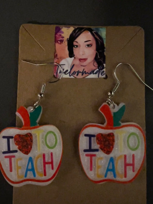I Love To Teach Earrings