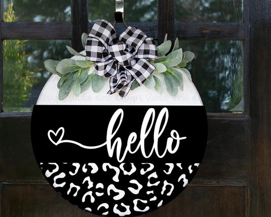 Hello Round Door Sign