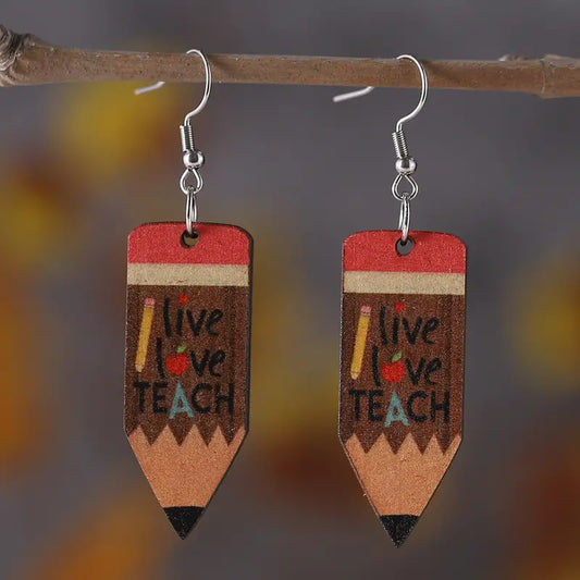 Wooden Pencil Earrings