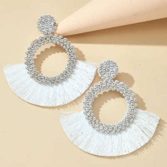 White Tassel Earrings