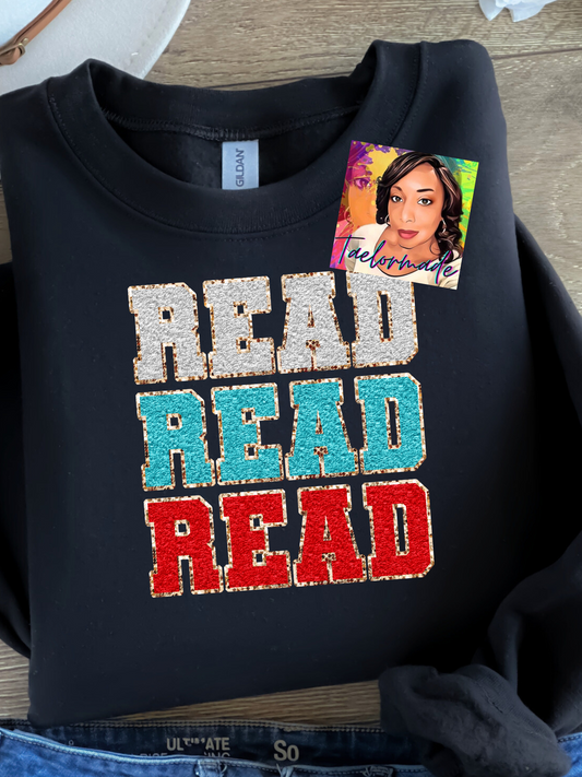 Faux Chenille READ Shirt or Sweatshirt
