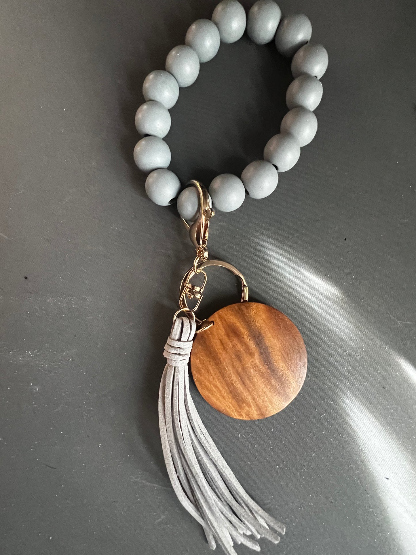 Personalized Wooden Bead Keychain