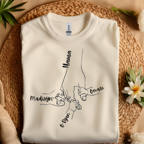 Mama Personalized Shirt or Sweatshirt (Can add up to 4 hands)