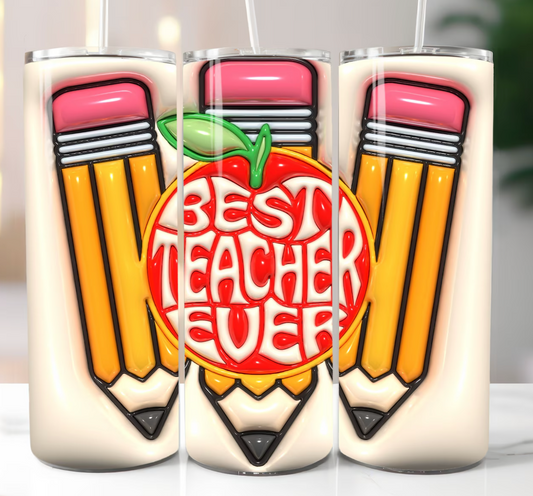 20 oz. 3D Best Teacher Ever Inflated Tumbler
