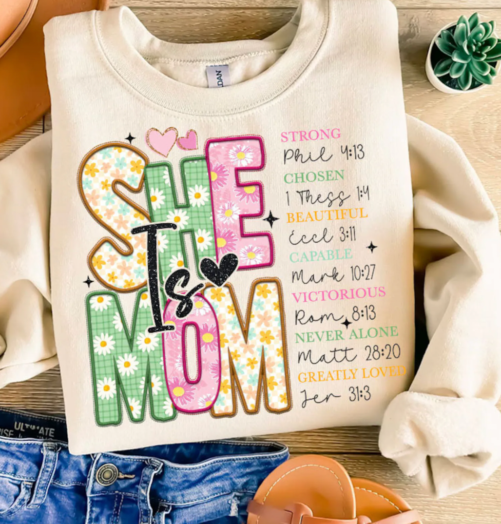 Retro She Is Mom Shirt or Sweatshirt - DTF
