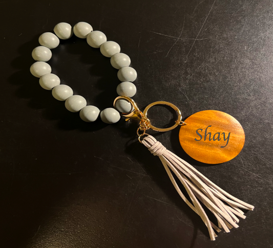 Personalized Wooden Bead Keychain