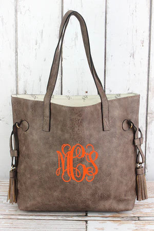 Taupe Gray Monogrammed Purse